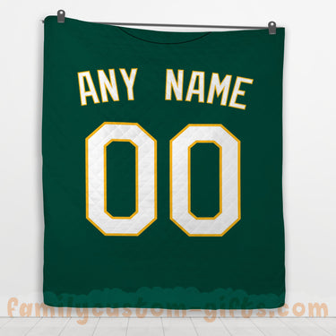 Custom Premium Quilt Blanket Oakland Jersey Baseball Personalized Quilt Gifts for Her & Him